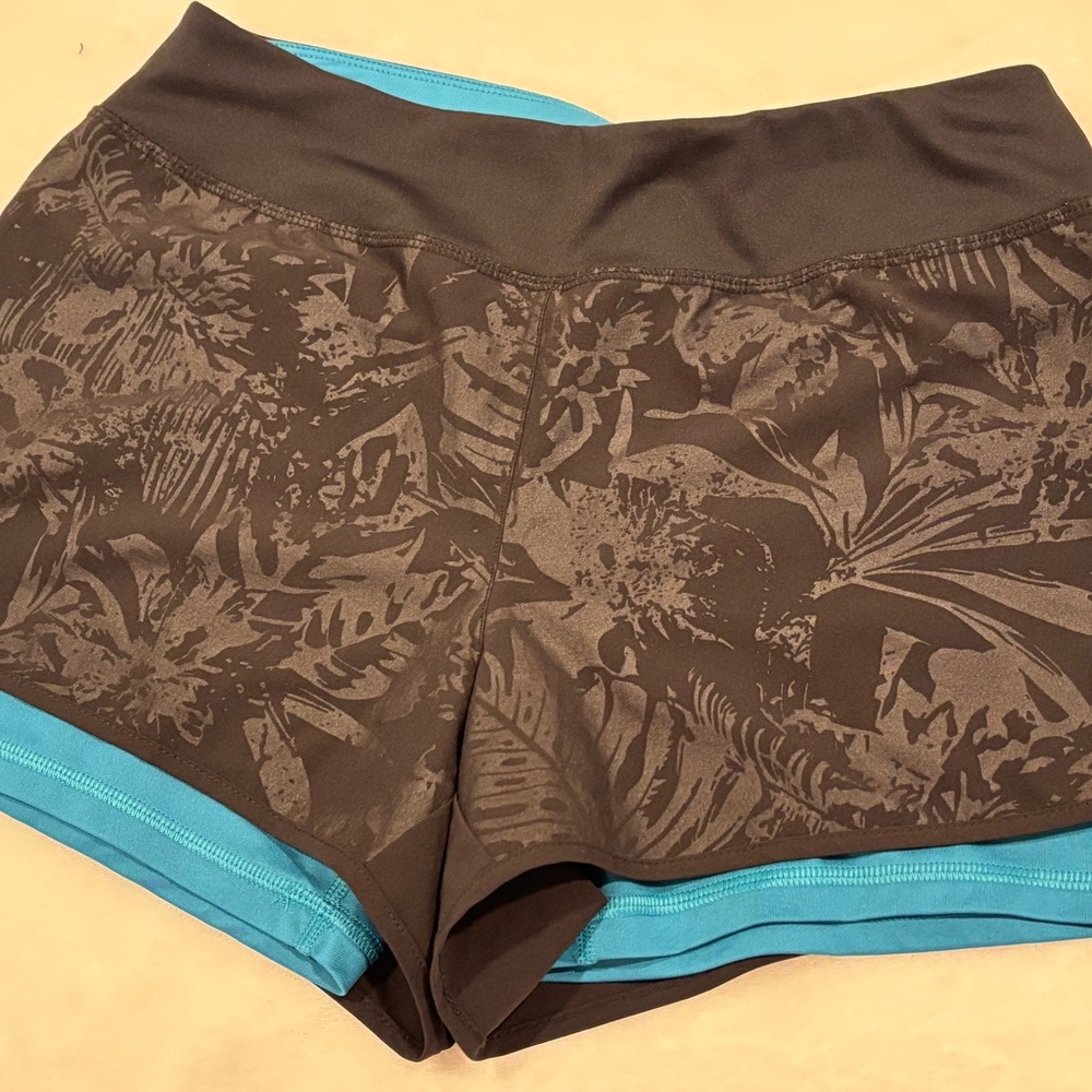 Apana Women's Athletic Shorts - Black with Blue Accents